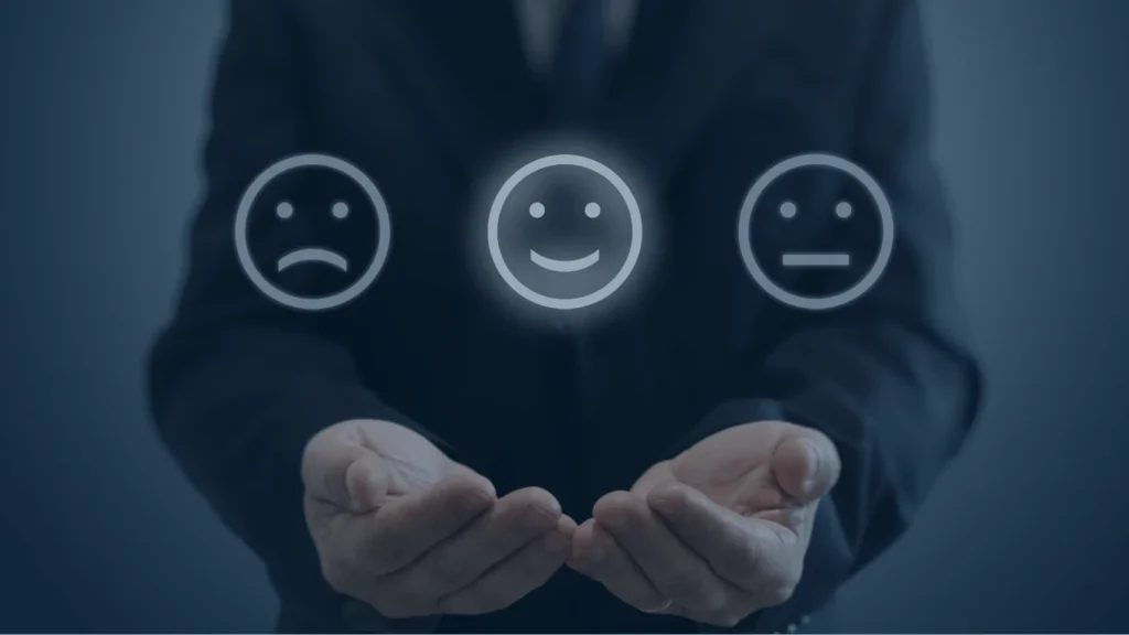 Image showing feedback in the form of sad, smile, straight face